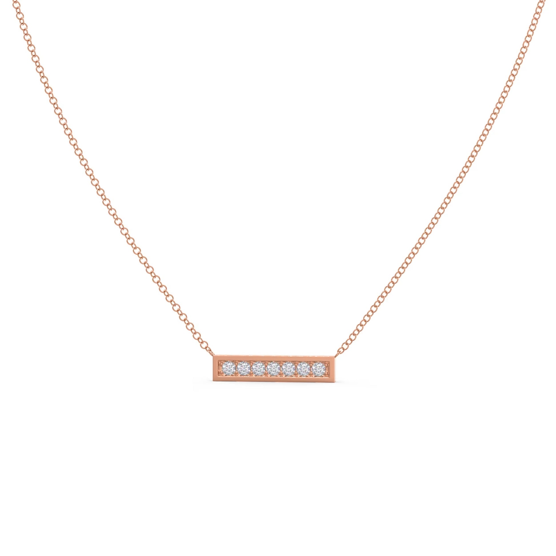 0.30 TCW Round Moissanite Diamond Bar Pendant Necklace in Solid Gold 7