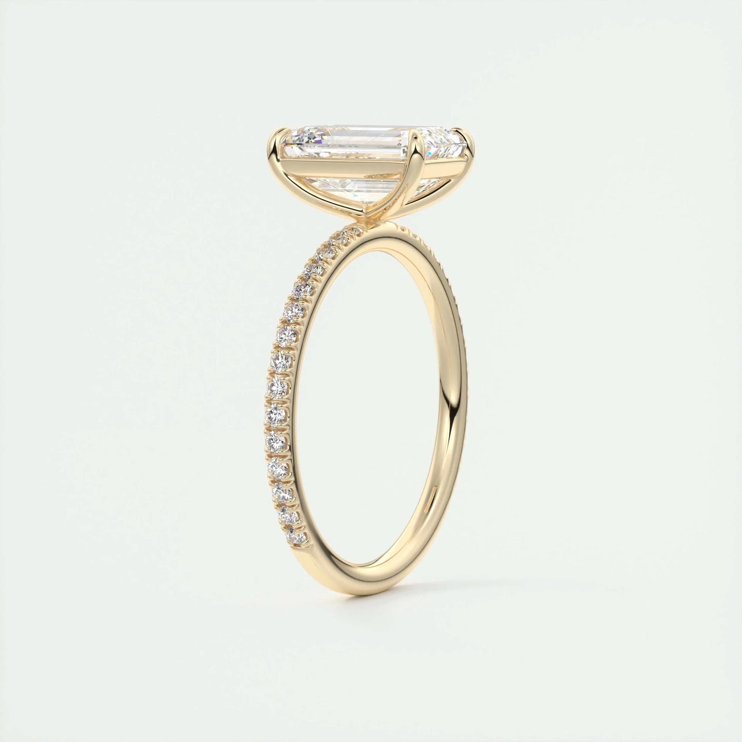 1.91 CT Emerald Cut Pave Moissanite Engagement Ring 13