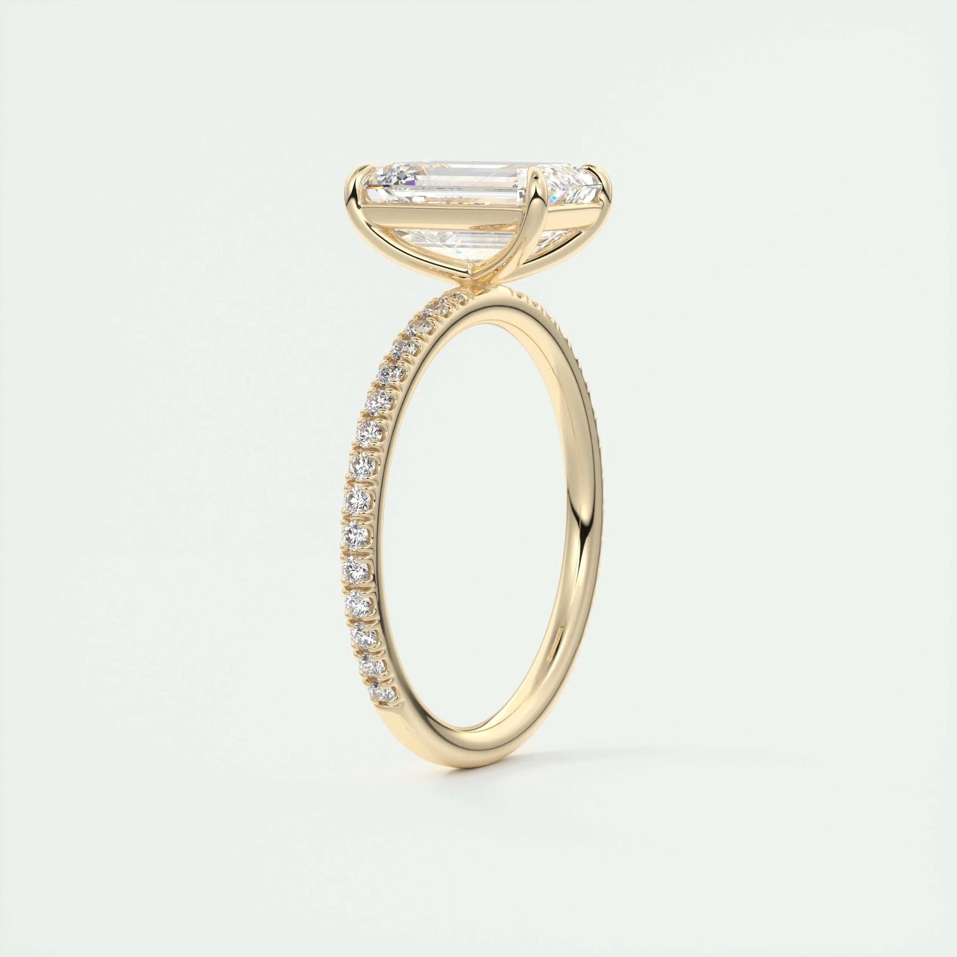 1.91 CT Emerald Cut Pave Moissanite Engagement Ring 13