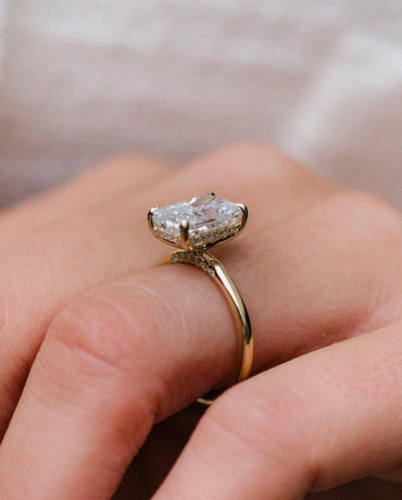 3.0 CT Radiant Moissanite Ring Featuring Hidden Halo Style 2