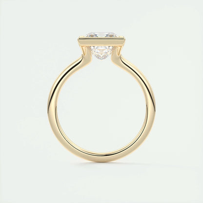 2.08 CT Princess Solitaire Half Bezel Moissanite Engagement Ring 12