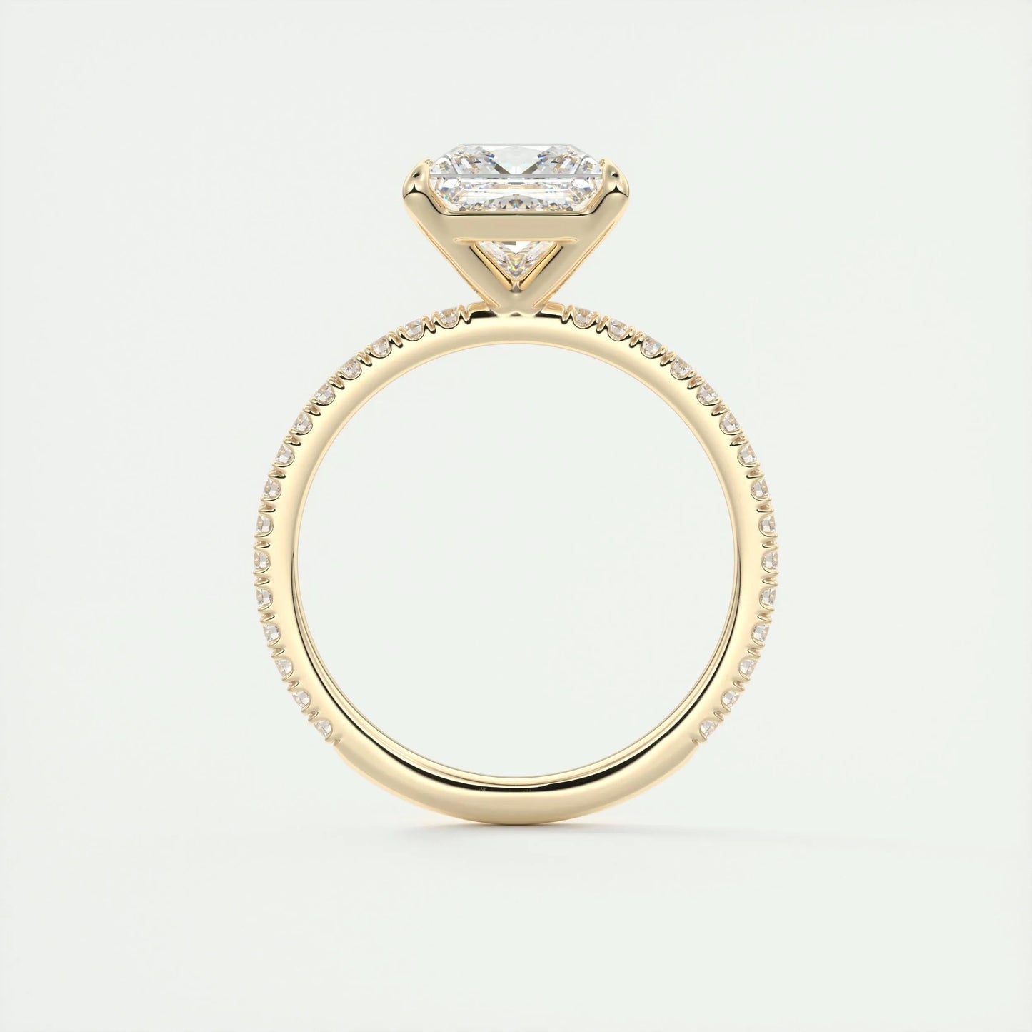 2.08 CT Princess Cut Pave Moissanite Engagement Ring 14