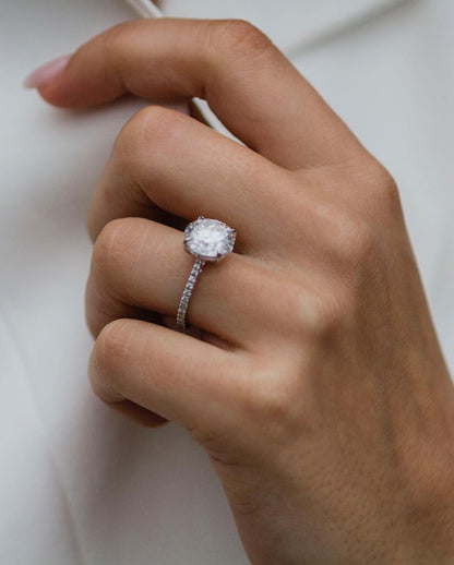 3.10 CT Round Pave Moissanite Engagement Ring 5