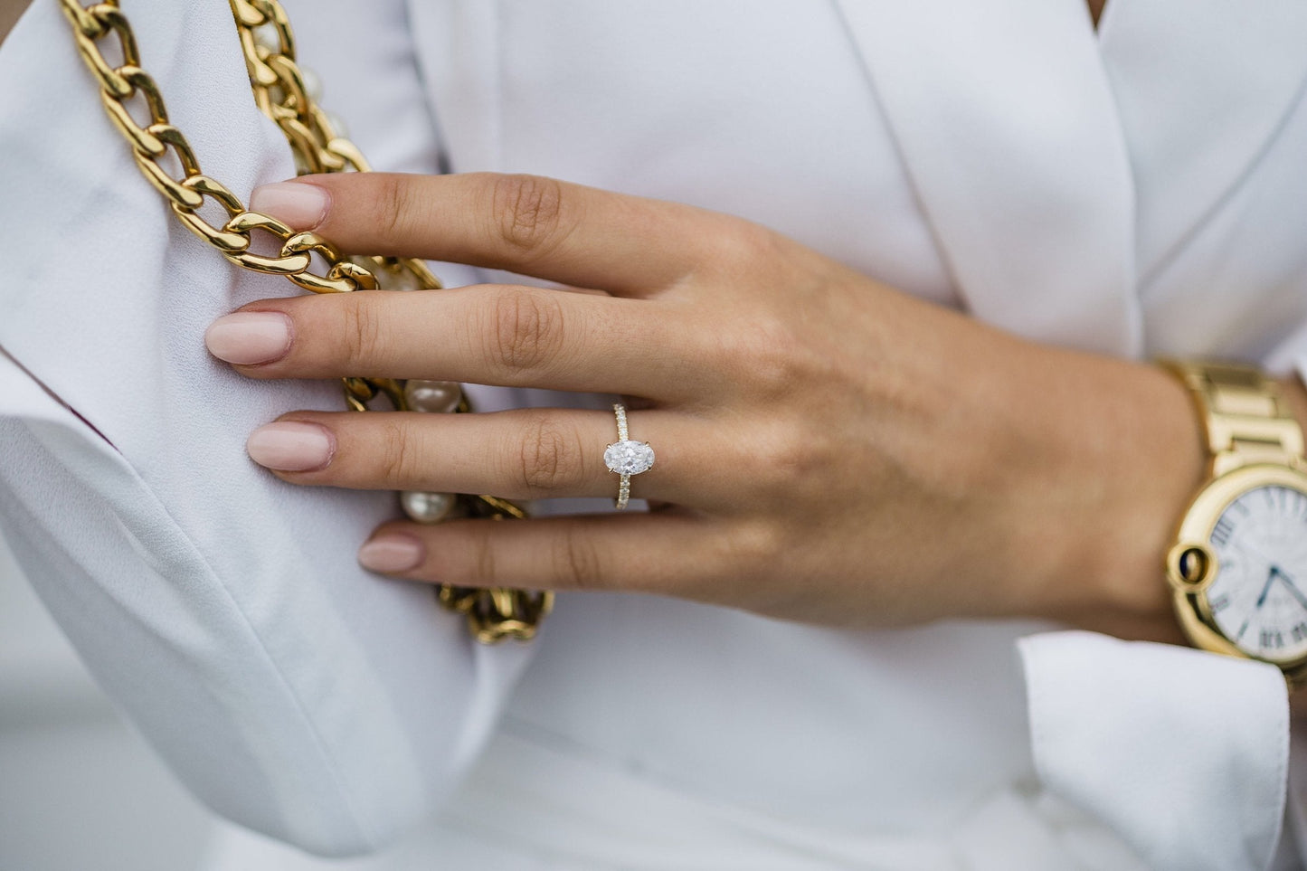 1.85 CT Oval Hidden Halo & Pave Moissanite Engagement Ring 5