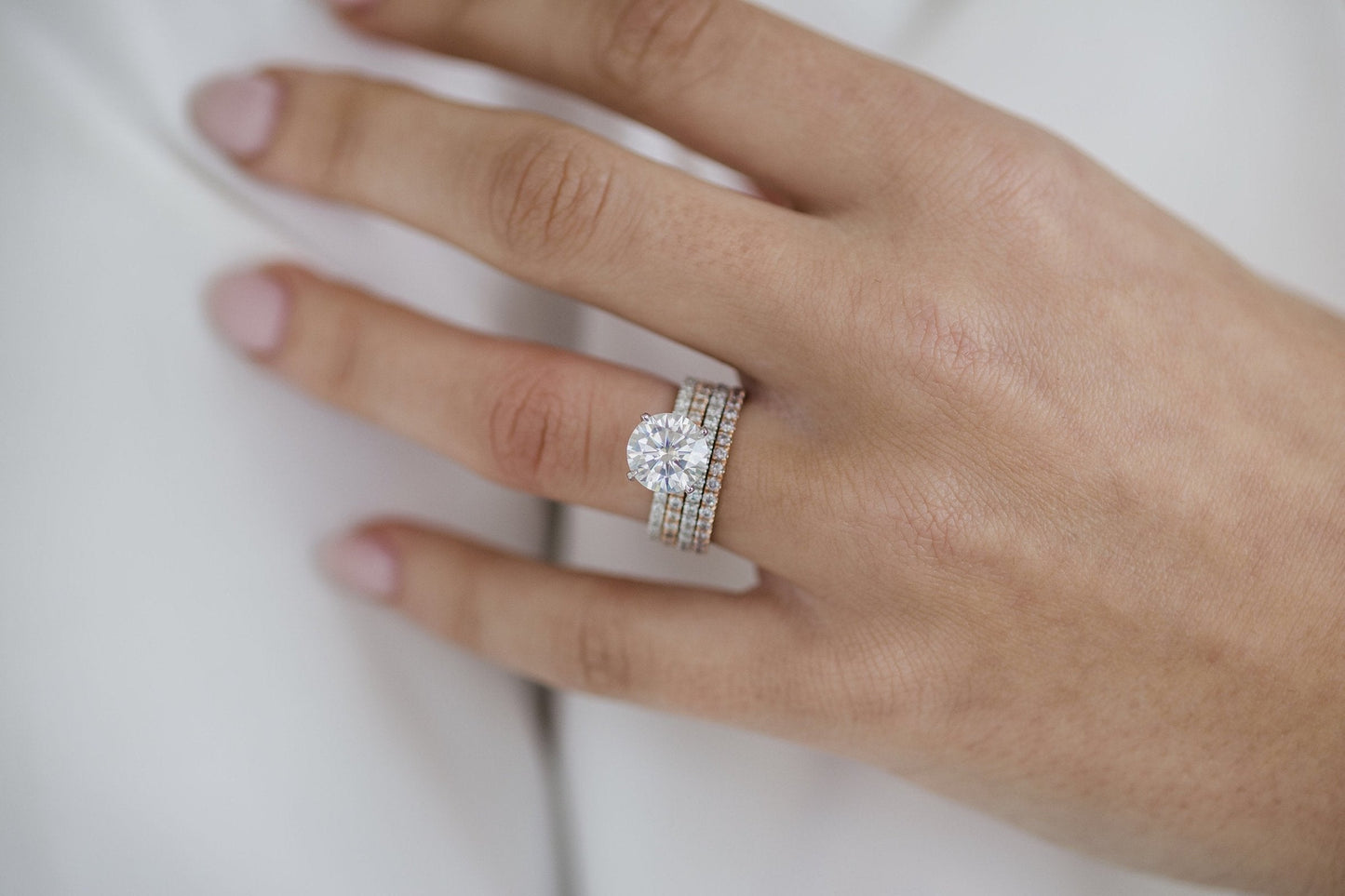 2.50 CT Round Cut Hidden Halo Moissanite Engagement Ring 6