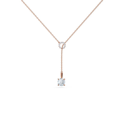 0.20 CT Round Moissanite Diamond Lariat Necklace in Solid Gold 6