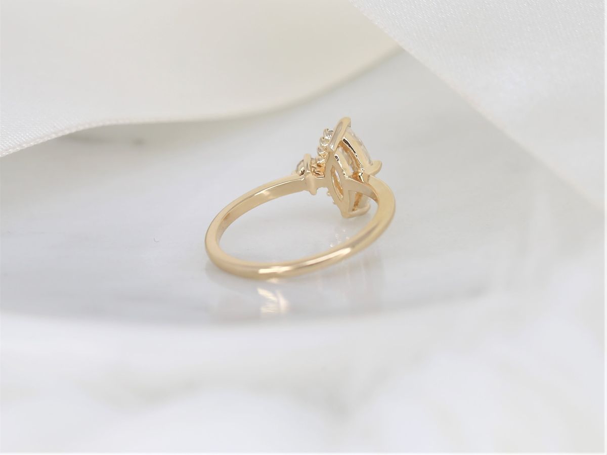 Stunning 1 CT Marquise Moissanite Engagement Ring with Cluster Design 3