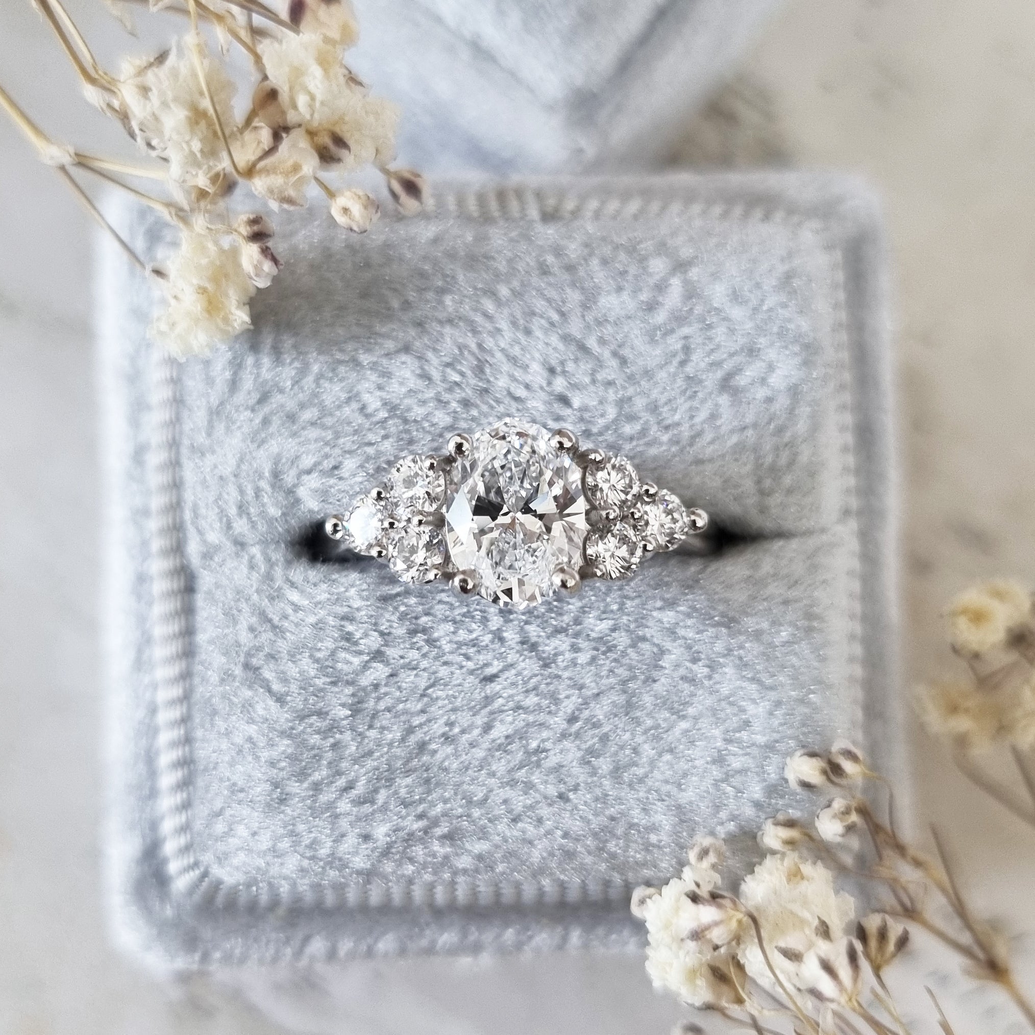 Oval Cluster Lab Grown Diamond Engagement Ring
