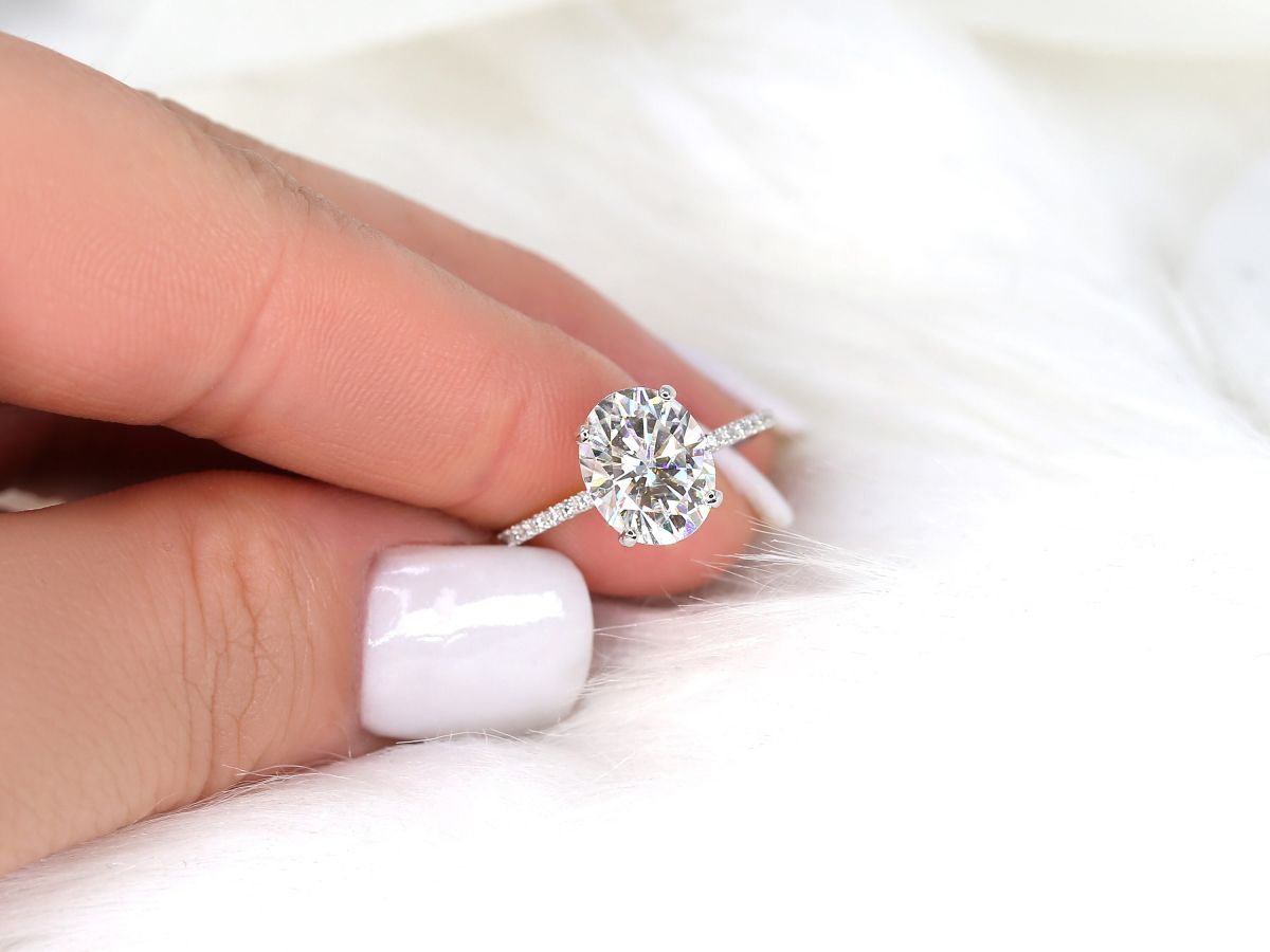 Stunning 3 CT Oval Moissanite Engagement Ring with Pave Design 3