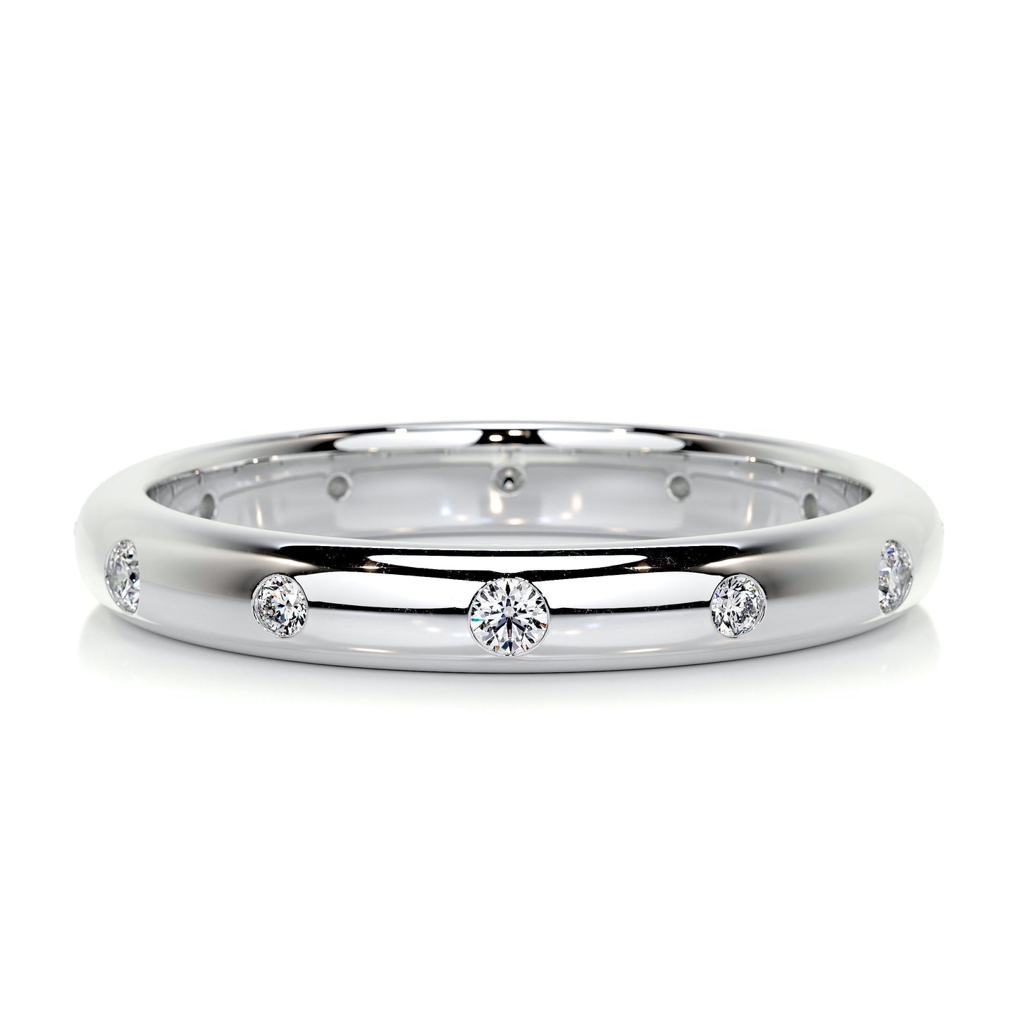 0.18 CT Round Flush Setting CVD EF/VVS Diamond Wedding Band 1