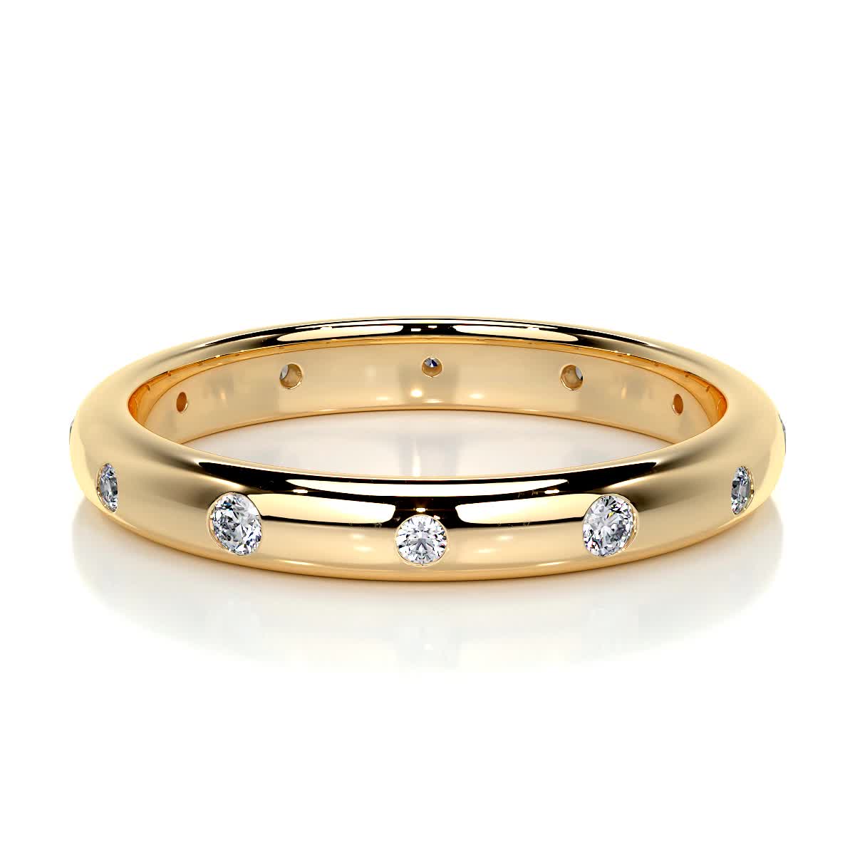 0.18 CT Round Flush Setting Lab Grown Diamond Wedding Band