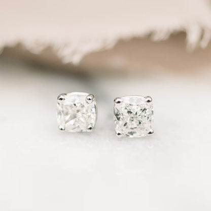 1.50 TCW Cushion Shape Moissanite Stud Earrings in Gold 2
