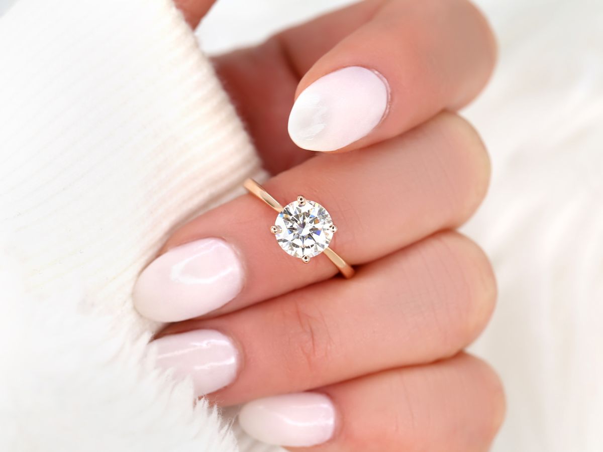 Stunning 2.0 CT Round Moissanite Engagement Ring with Solitaire Design 7