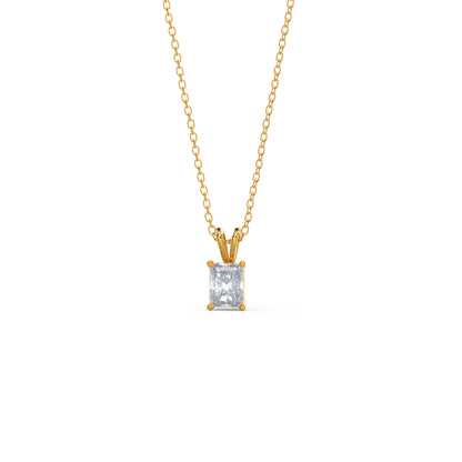 1.0 CT Radiant Cut Moissanite Diamond Solitaire Pendant Necklace in Solid Gold 4