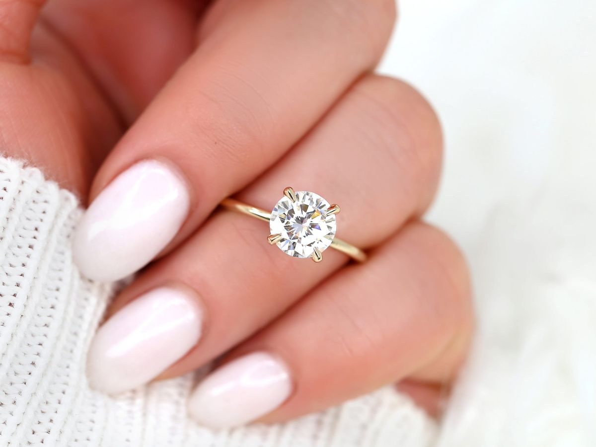 Stunning 2.0 CT Round Moissanite Engagement Ring with Hidden Halo Design 5