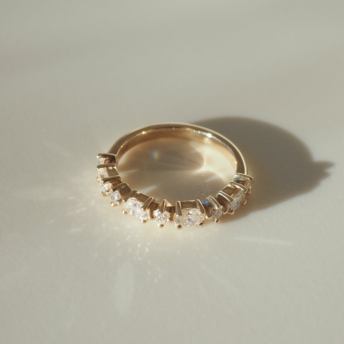 Stunning 0.85 TCW Round & Oval Moissanite Stones Alternate Wedding Bands 2