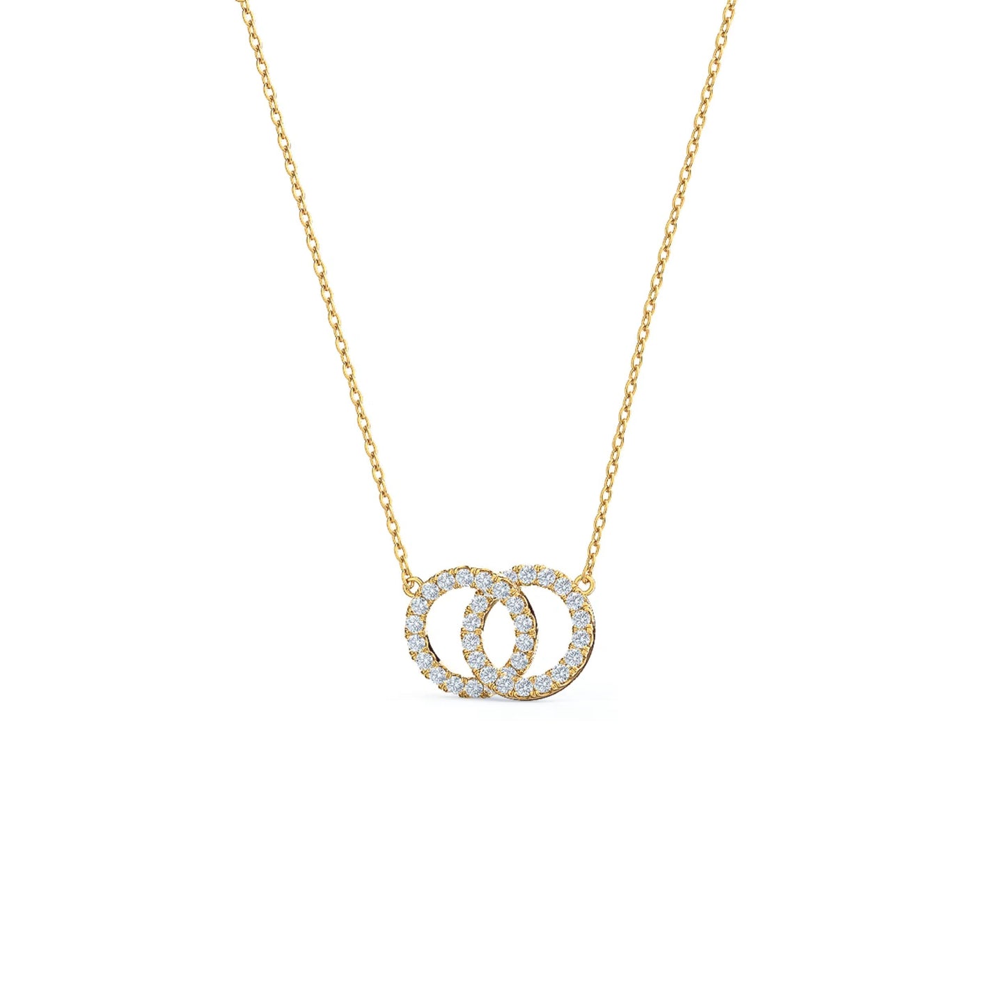 1.50 CT Round Moissanite Diamond Double Circle Pendant Necklace in Solid Gold 1