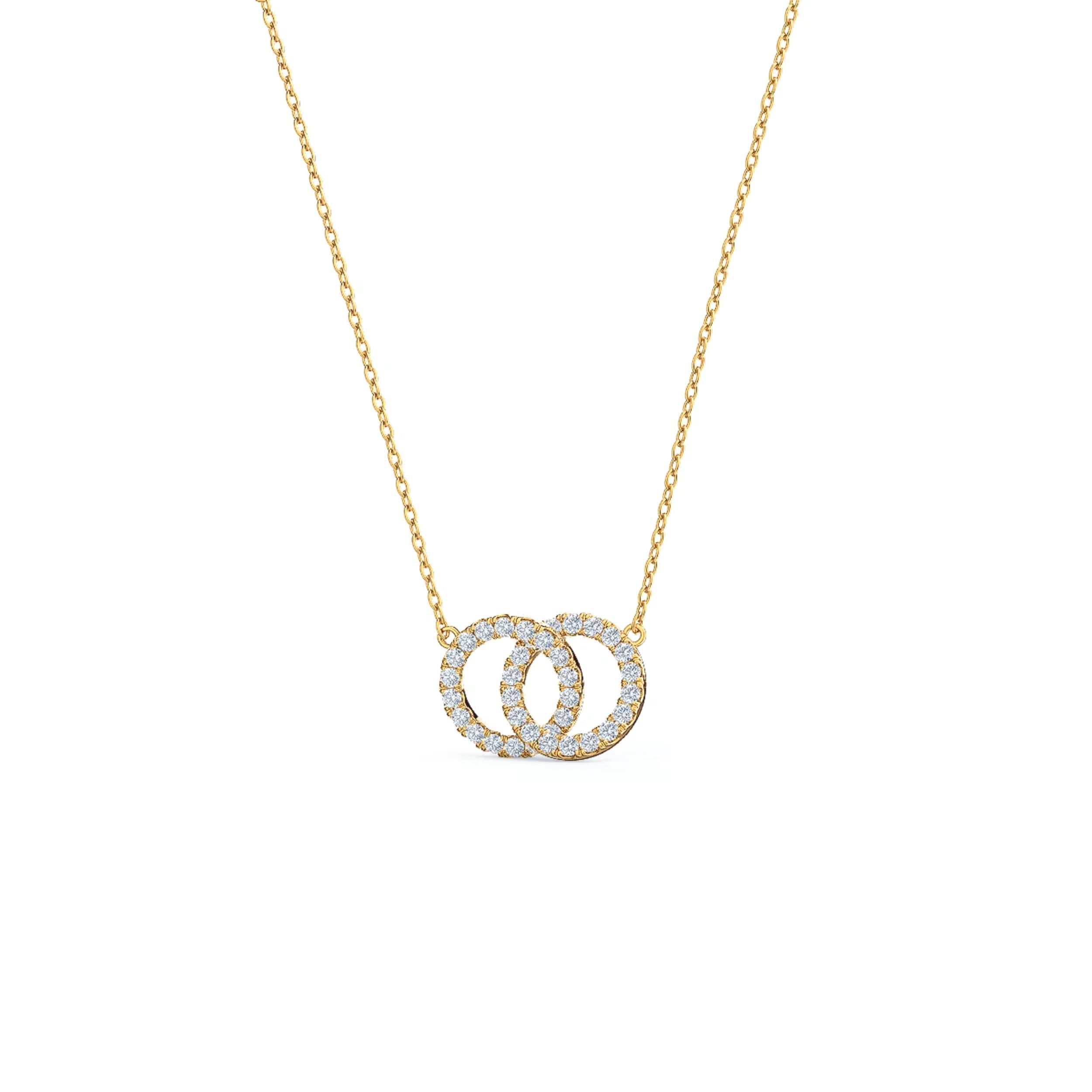1.50 CT Round Moissanite Diamond Double Circle Pendant Necklace in Solid Gold 1