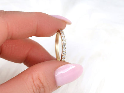 Stunning 0.48 TCW Round Moissanite Stones Half Eternity Wedding Bands 6