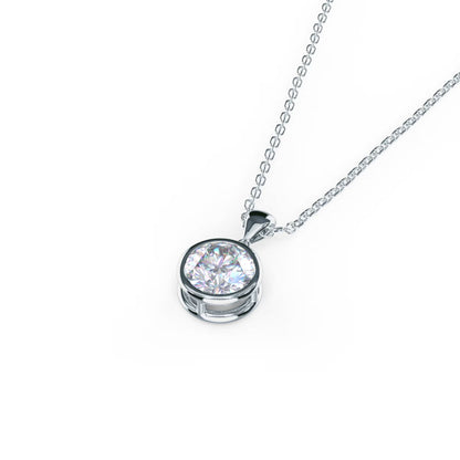 1.0 CT Round Cut Moissanite Bezel Pendant Necklace in Solid Gold 7
