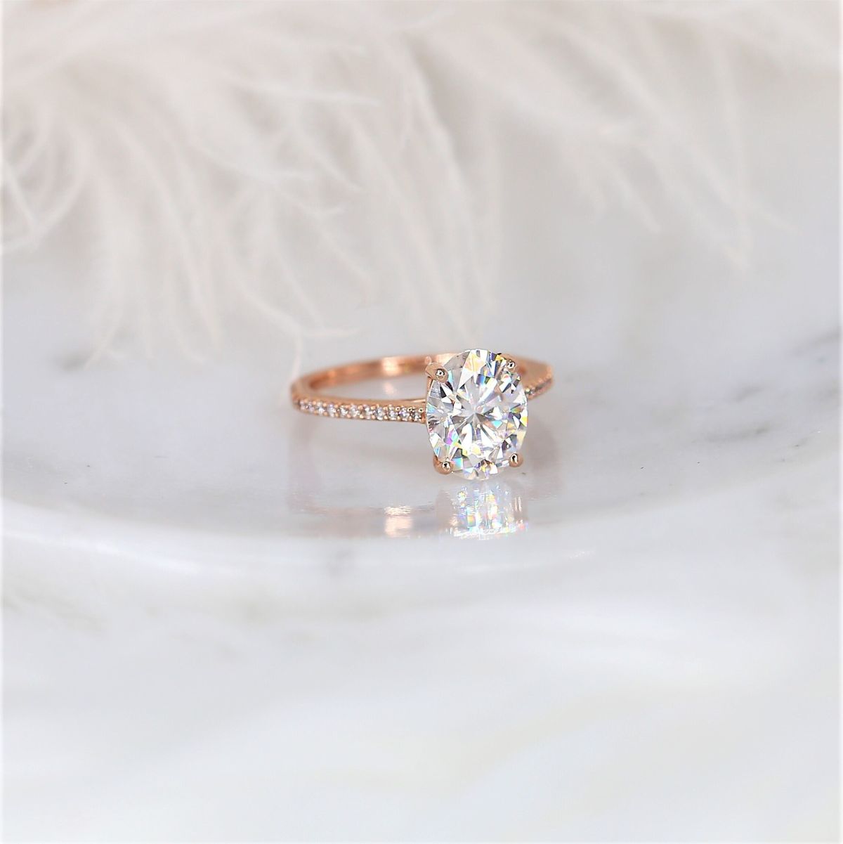 Stunning 3.0 CT Oval Moissanite Engagement Ring with Pave Design 3