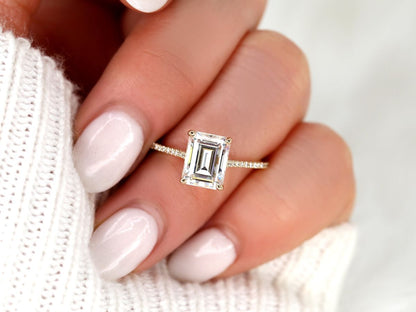 Stunning 2.6 CT Emerald Moissanite Engagement Ring with Pave Design 8