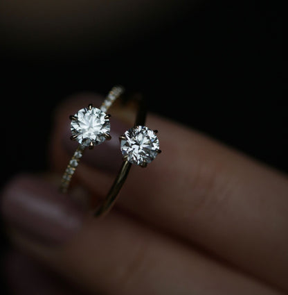 0.75 CT Round Cut Pave CVD E/VS1 Diamond Engagement Ring 5