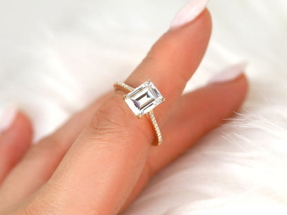 Stunning 2.6 CT Emerald Moissanite Engagement Ring with Pave Design 5