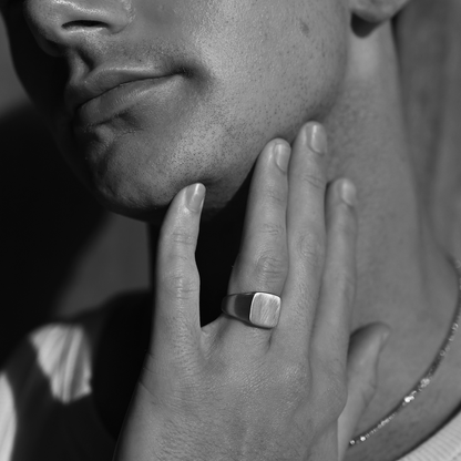 Stunning Men's Square Signet Wedding Bands 4