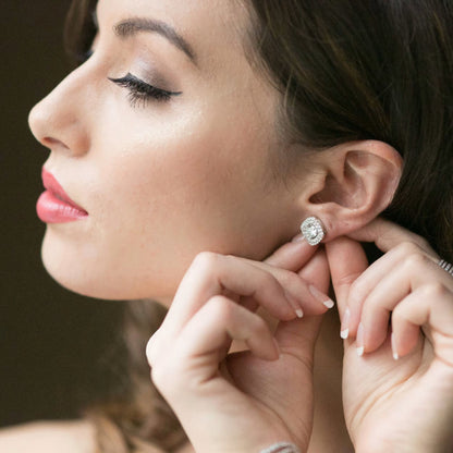 1.30 TCW Round Cut Moissanite Double Halo Stud Earrings in Gold 6