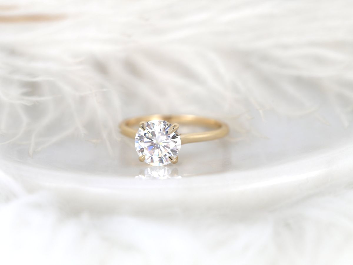 Stunning 2.0 CT Round Moissanite Engagement Ring with Hidden Halo Design 1