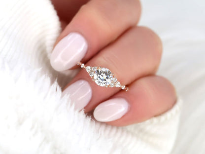 Stunning 1.0 CT Round Moissanite Engagement Ring with Cluster Design 6