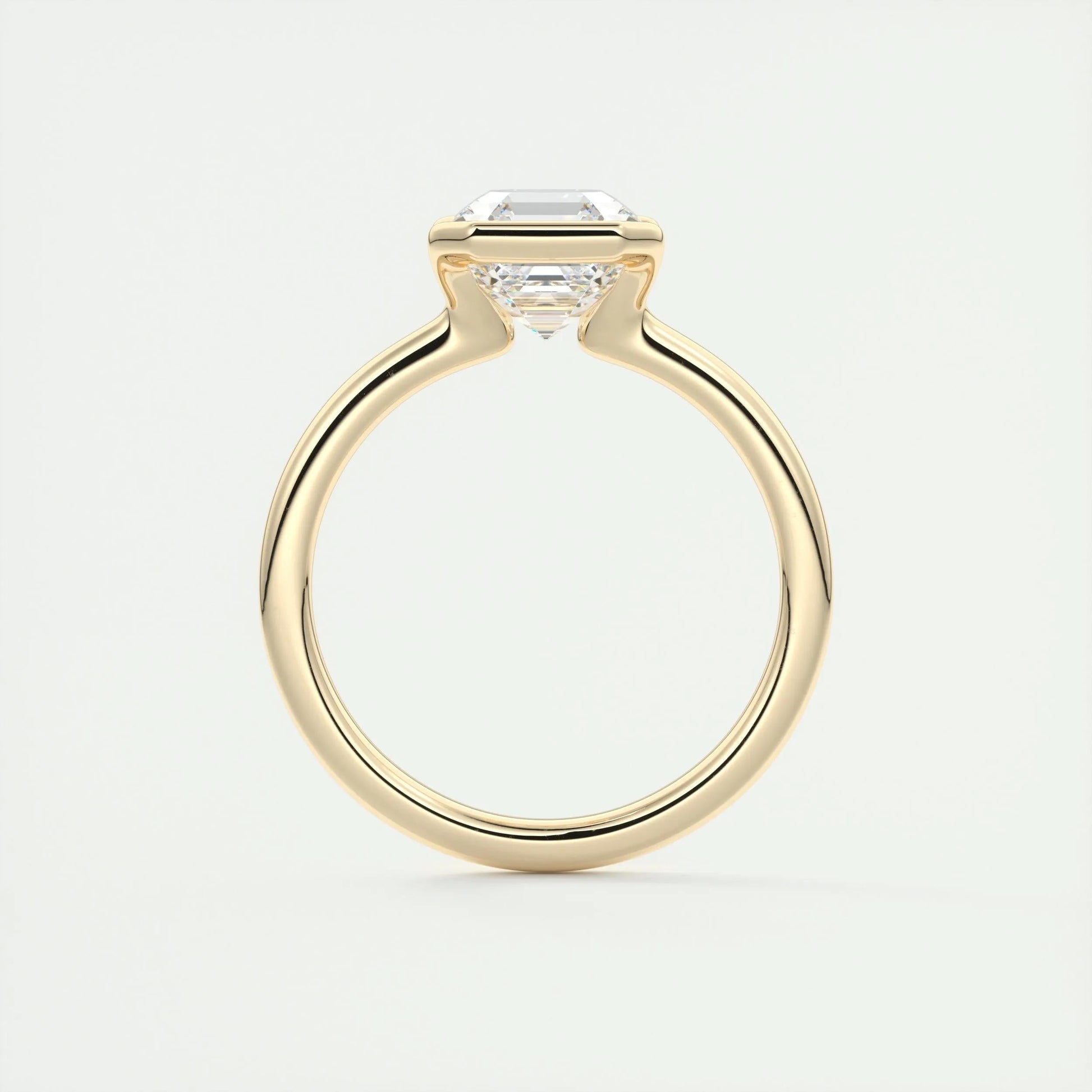 2.03 CT Asscher Half Bezel Solitaire Moissanite Engagement Ring 15