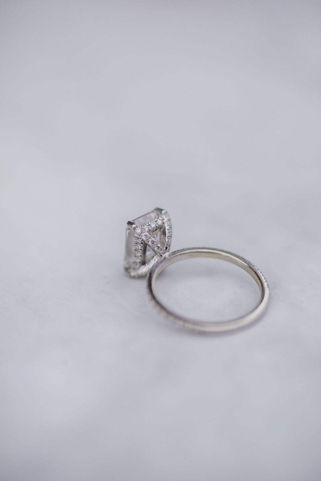 2.70 CT Radiant Solitaire Hidden Halo Pave Moissanite Engagement Ring 5