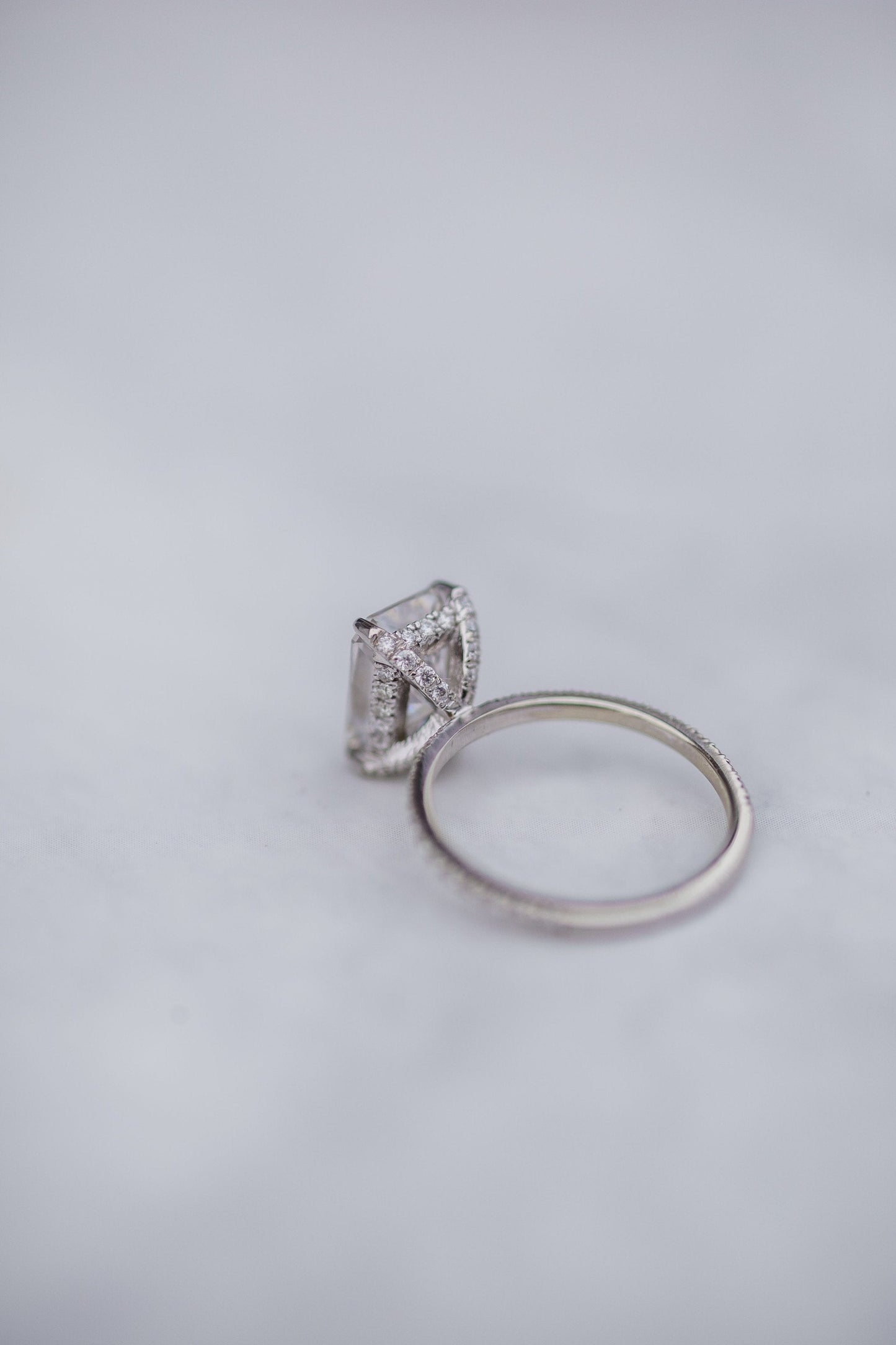 2.70 CT Radiant Solitaire Hidden Halo Pave Moissanite Engagement Ring 5