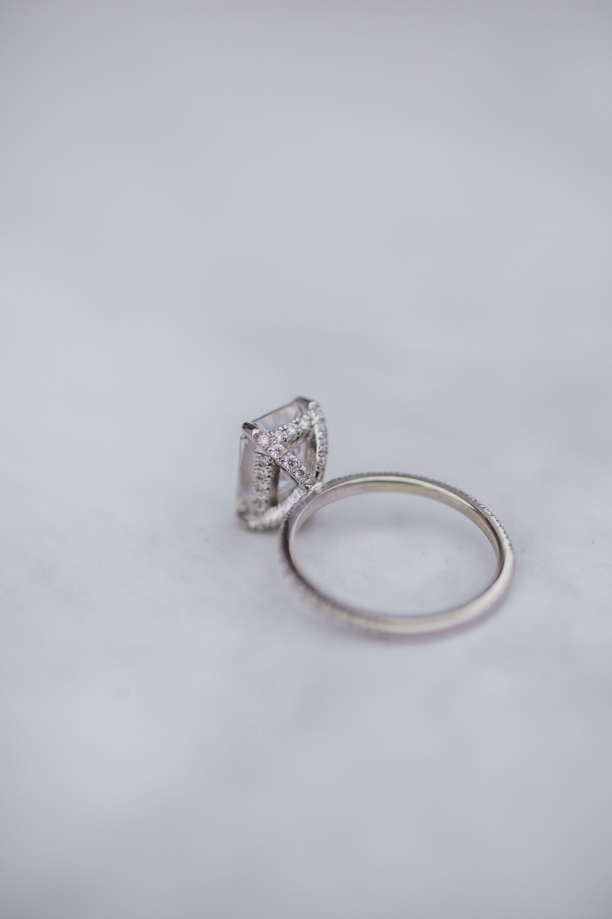 2.70 CT Radiant Solitaire Hidden Halo Pave Moissanite Engagement Ring 5