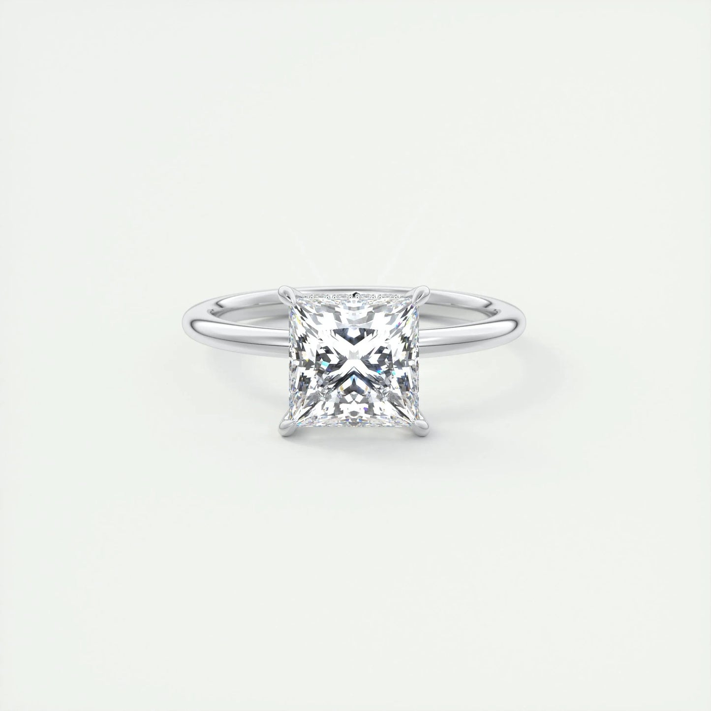 2.08 CT Princess Hidden Halo Moissanite Engagement Ring 1