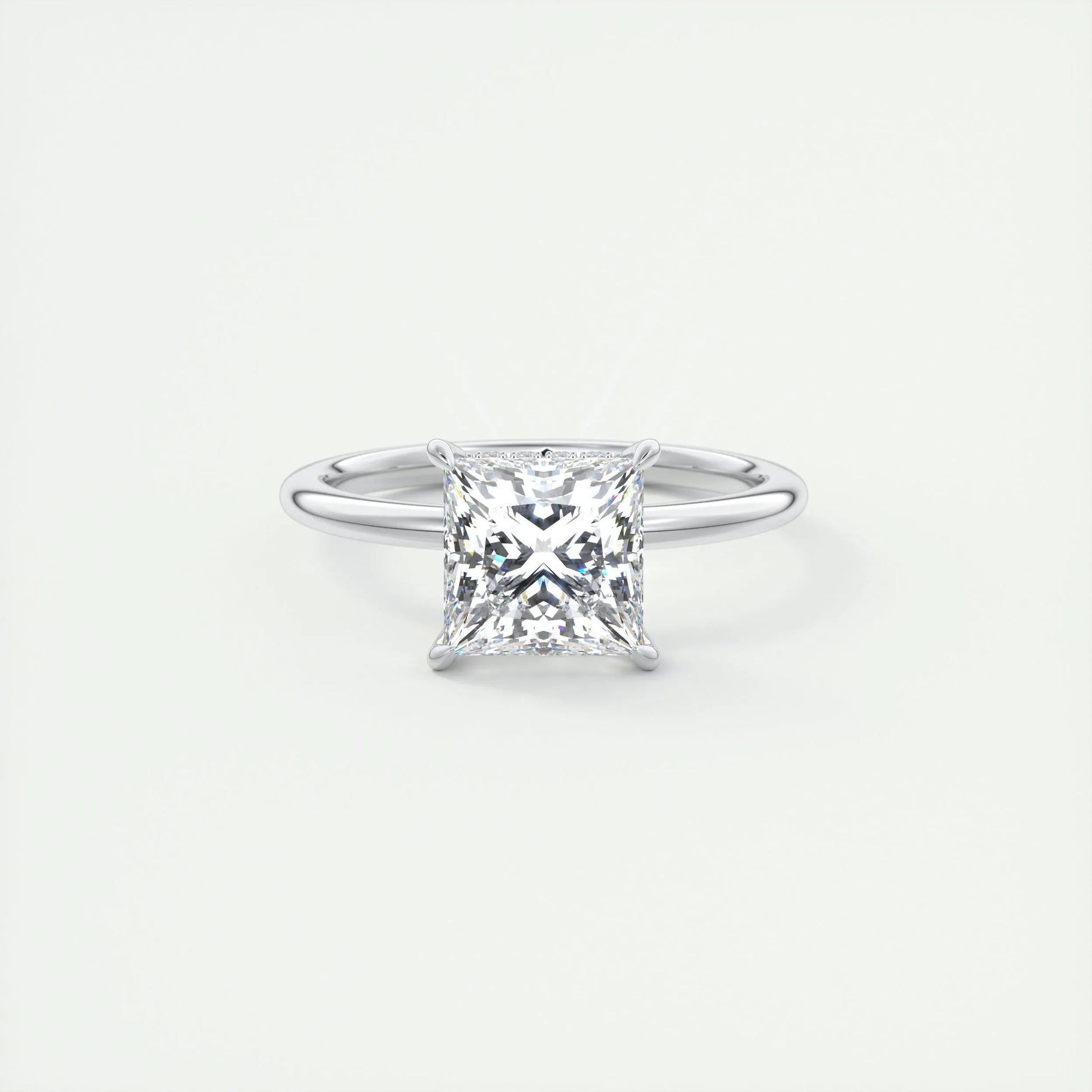 2.08 CT Princess Hidden Halo Moissanite Engagement Ring 1