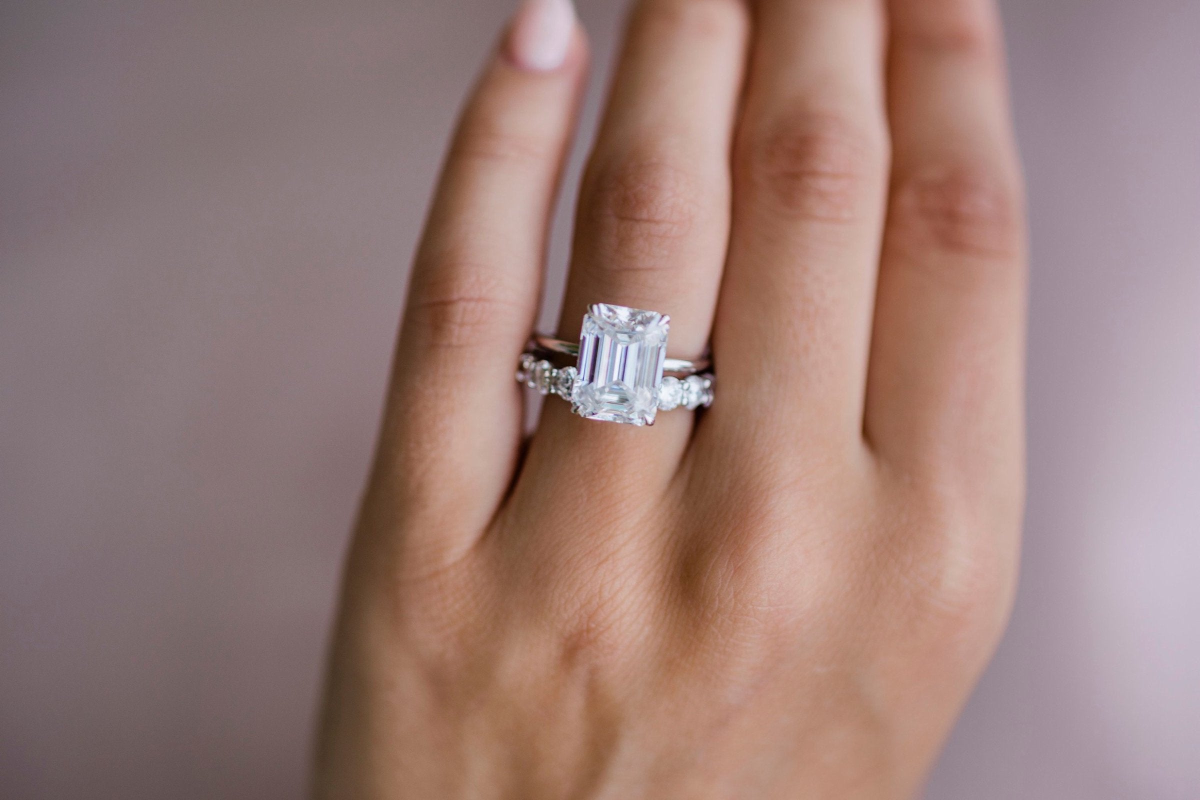 5.50 CT Emerald Hidden Halo Moissanite Engagement Ring 6