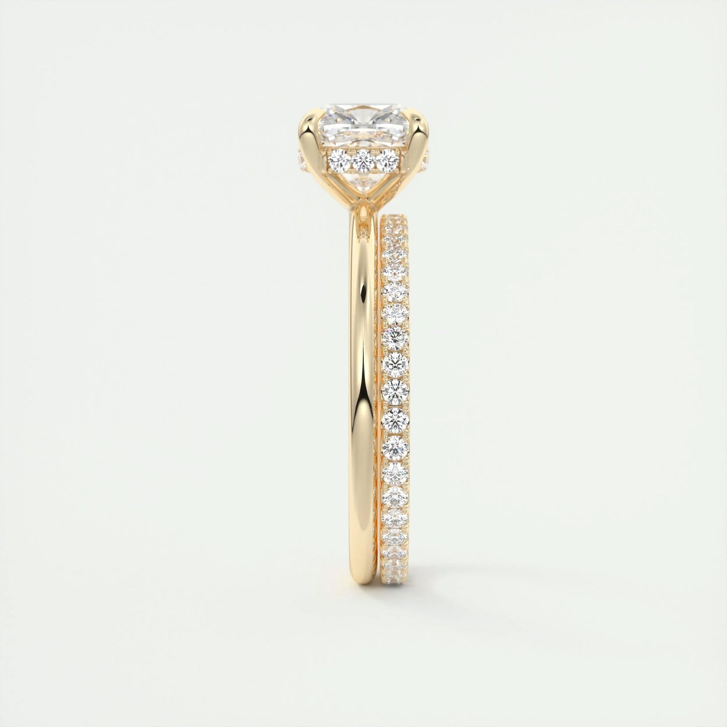 2.15 CT Cushion Hidden Halo Moissanite Engagement Ring 12