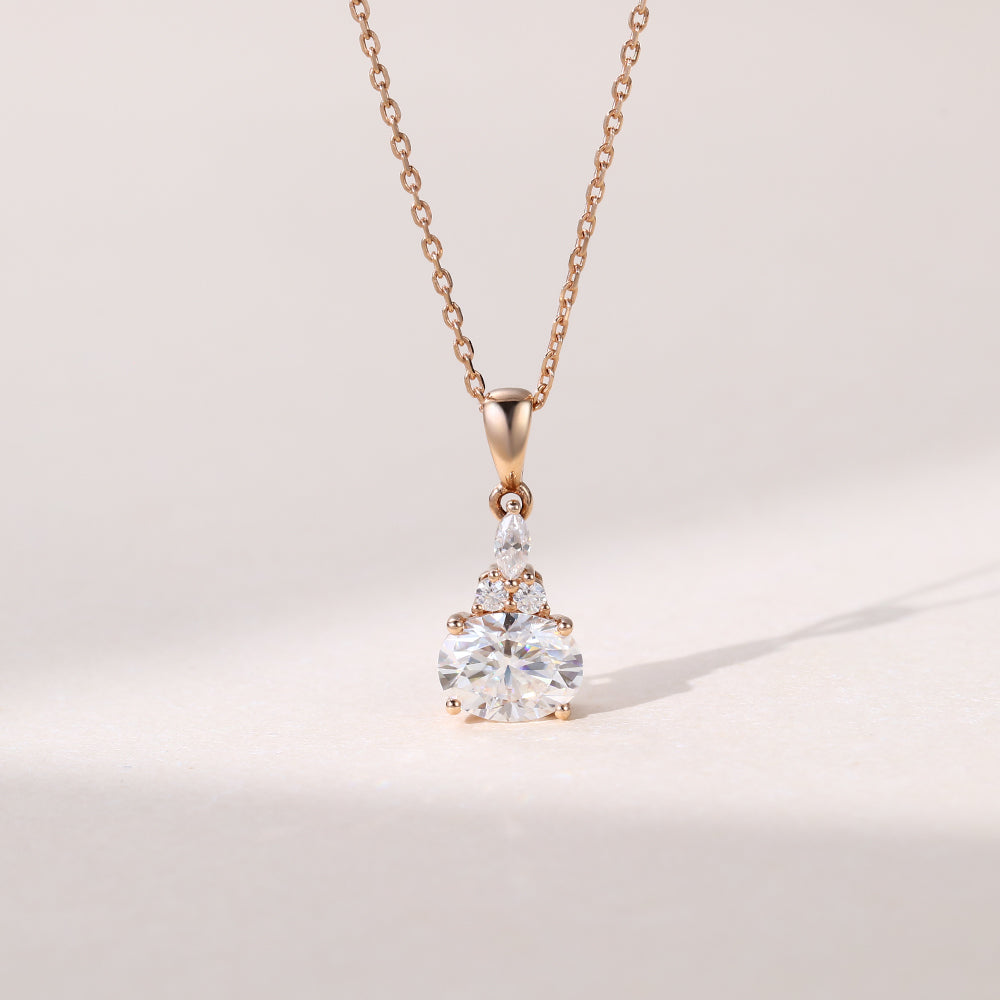 1.13 CT Oval Diamond Cluster Pendant Necklace in Solid Gold 1