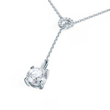 0.20 CT Round Moissanite Diamond Lariat Necklace in Solid Gold 2