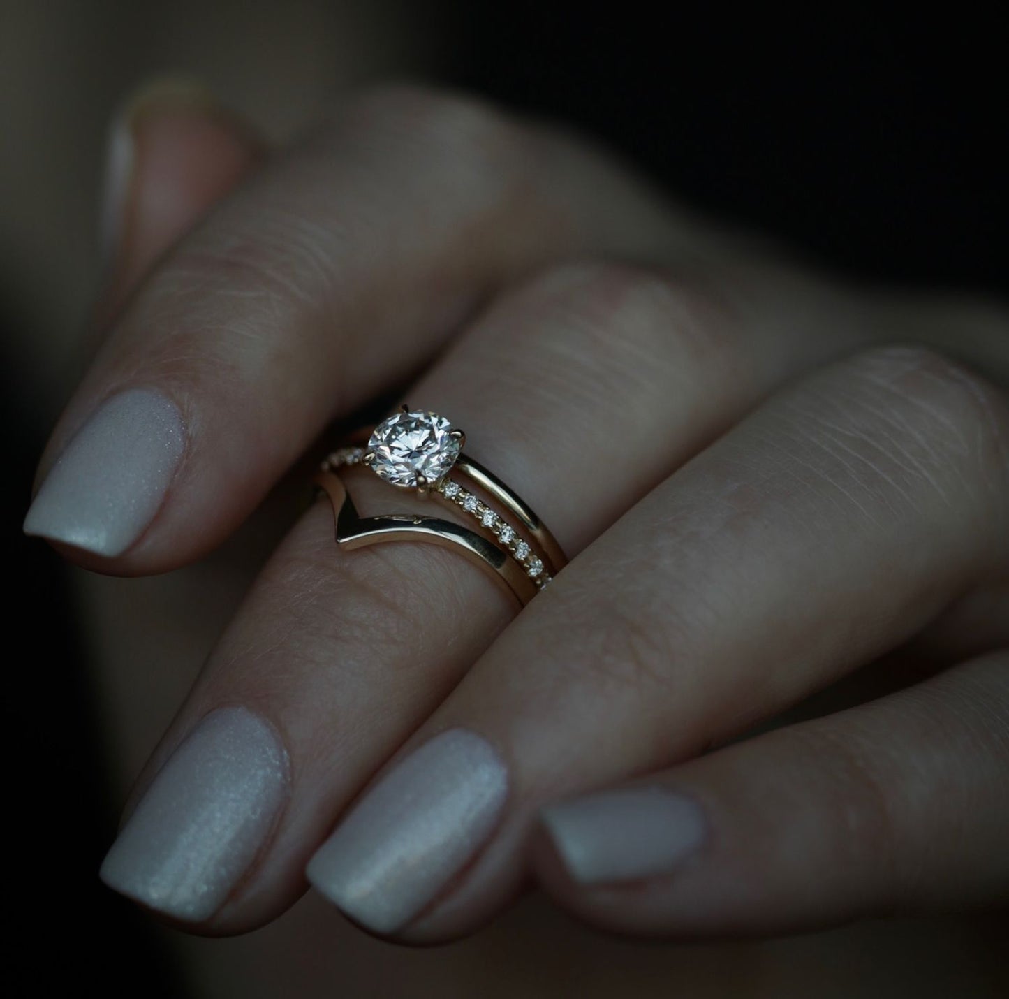 0.85 CT Round Cut Pave CVD E/VS1 Diamond Engagement Ring 5