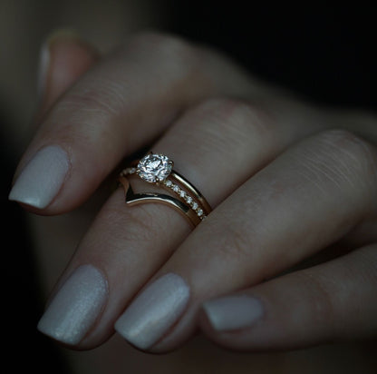 0.85 CT Round Cut Pave CVD E/VS1 Diamond Engagement Ring 5