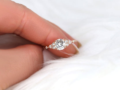 Stunning 1.0 CT Round Moissanite Engagement Ring with Cluster Design 7