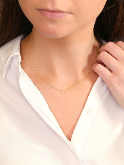 Customized Letter Pendant Necklace in Solid Gold 4