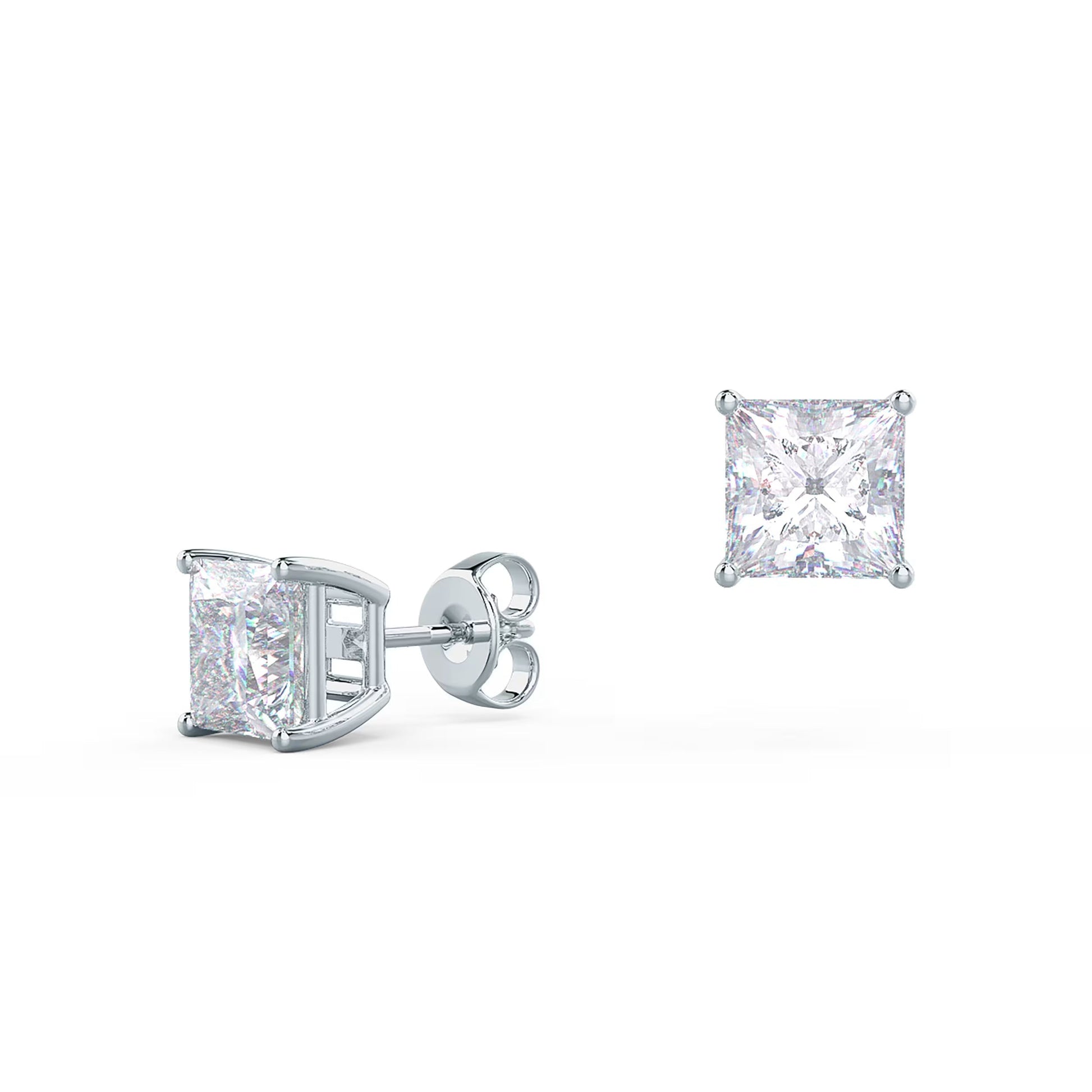 1.0 TCW Princess Shape Moissanite Stud Earrings in Gold 6