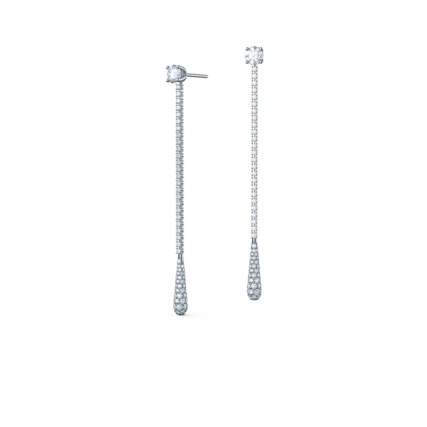 3.0 TCW Round Cut Moissanite Drop Dangler Earrings in Gold 6