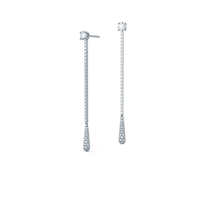 3.0 TCW Round Cut Moissanite Drop Dangler Earrings in Gold 6