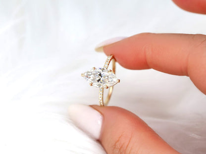 Stunning 2.80 CT Marquise Moissanite Engagement Ring with Hidden Halo Design 3